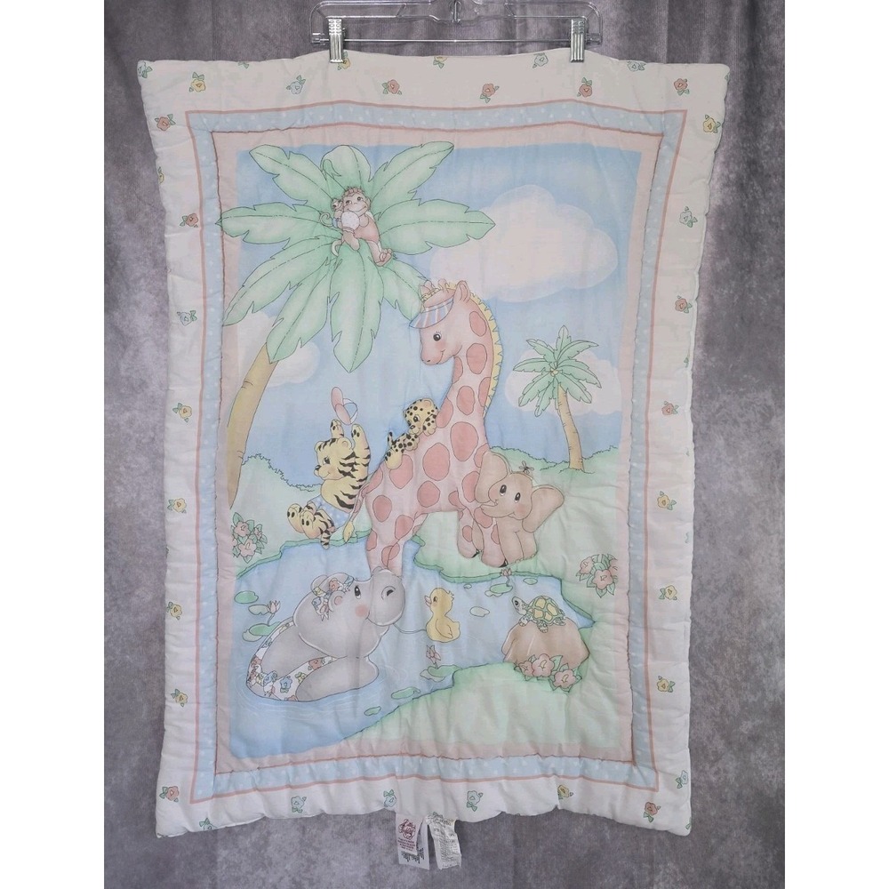 VTG Little Bedding Baby Crib Blanket 1993 Comforter Jungle Animals